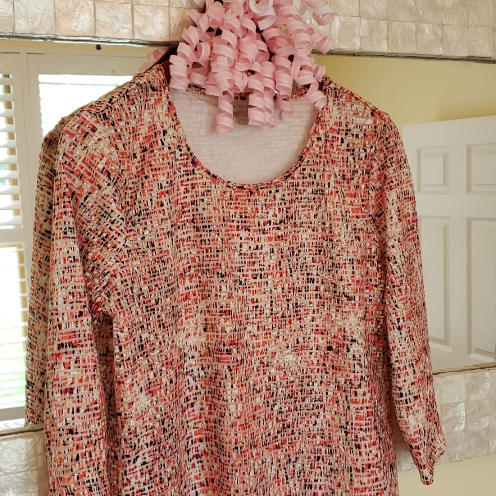 💞Laura Ashley 3/4 Sleeve Rhinestone Top💞